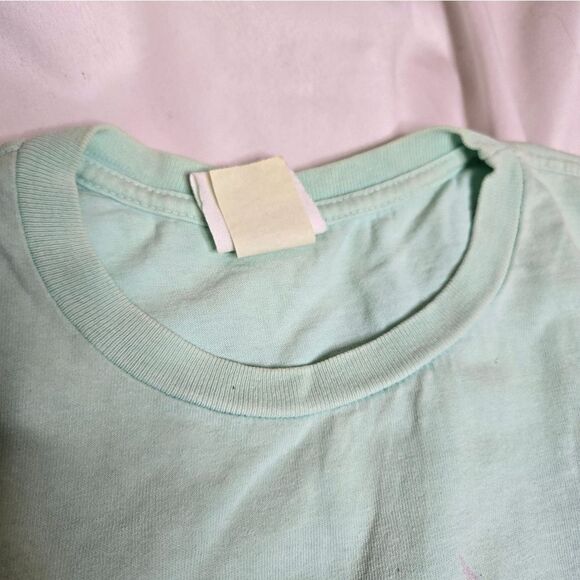 VINTAGE 90s mint green kittens in the rain short sleeve unisex tee shirt L - Picture 7 of 11